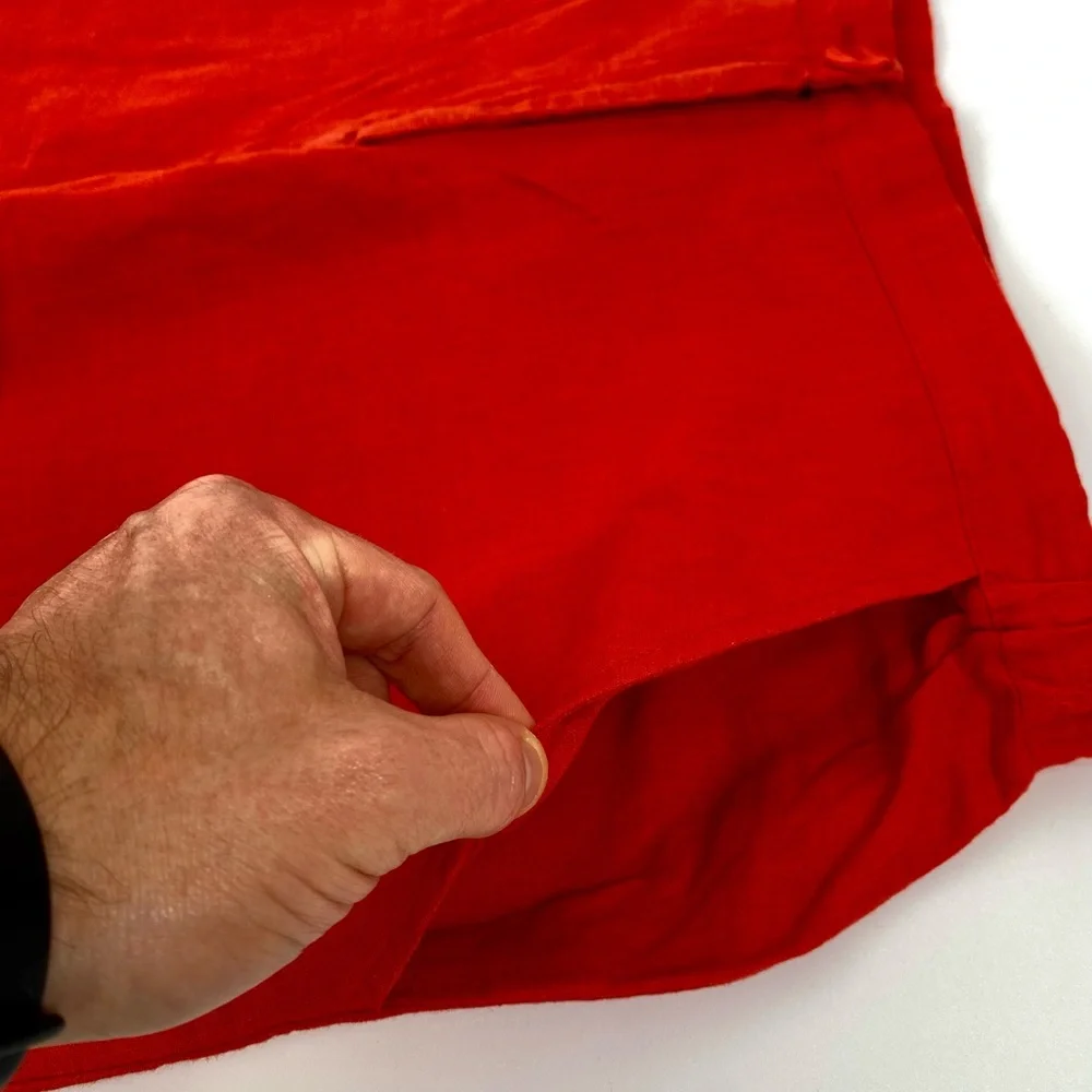 FLAX Red Linen Wide Leg Cropped Pants Size Medium - Picture 2 of 6